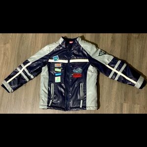 Boys Disney Cars Faux Leather Jacket Size 6x.